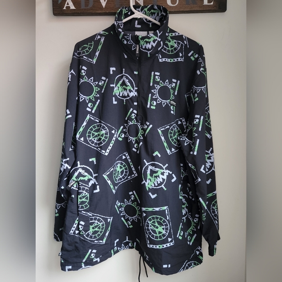 Adidas Adventure Allover Print Archive Anorak Windbreaker Jacket Size Large - Picture 1 of 10